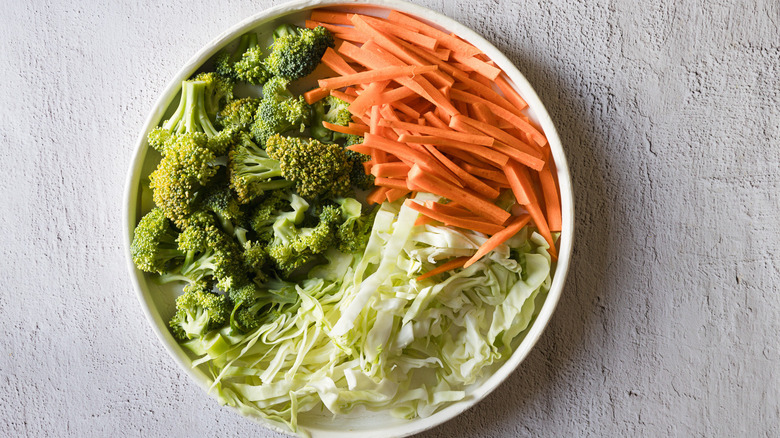 Veggies on white plate