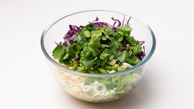 slaw ingredients in a bowl