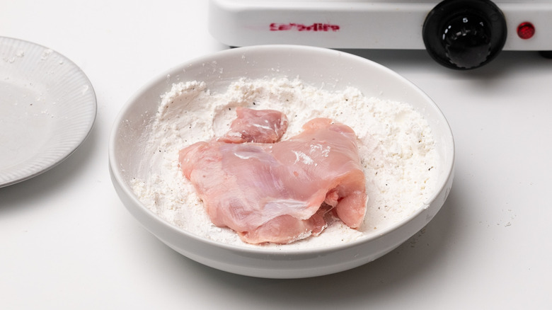 coating chicken thighs in cornstarch