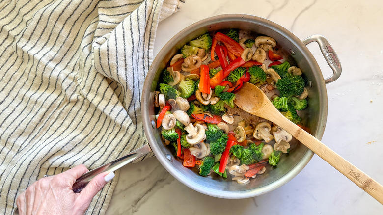 vegetables in pan