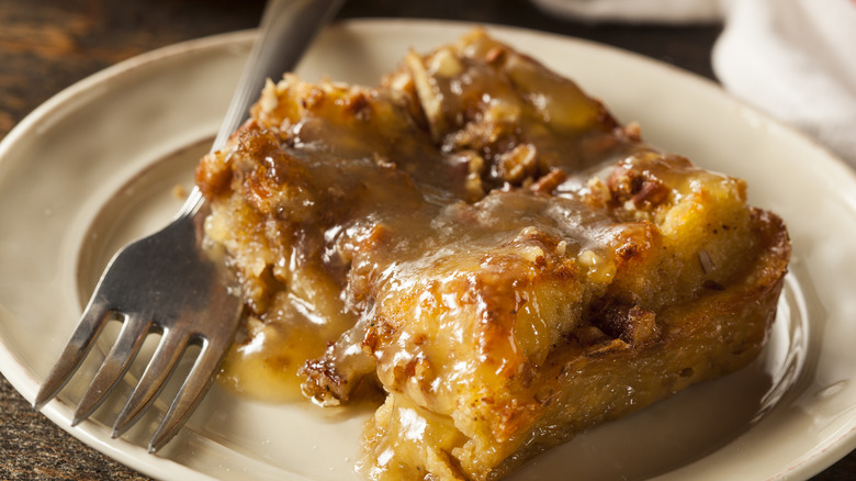 plate of bread pudding