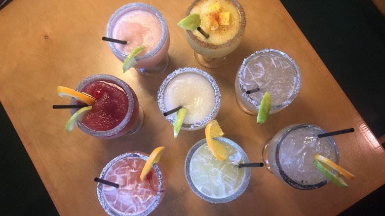 Texas Roadhouse margaritas on the table.