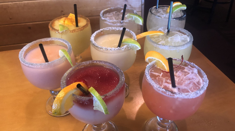 Eight different flavors of Texas Roadhouse margaritas