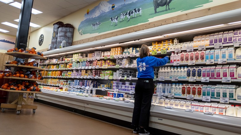 Trader Joe's emploree restocking