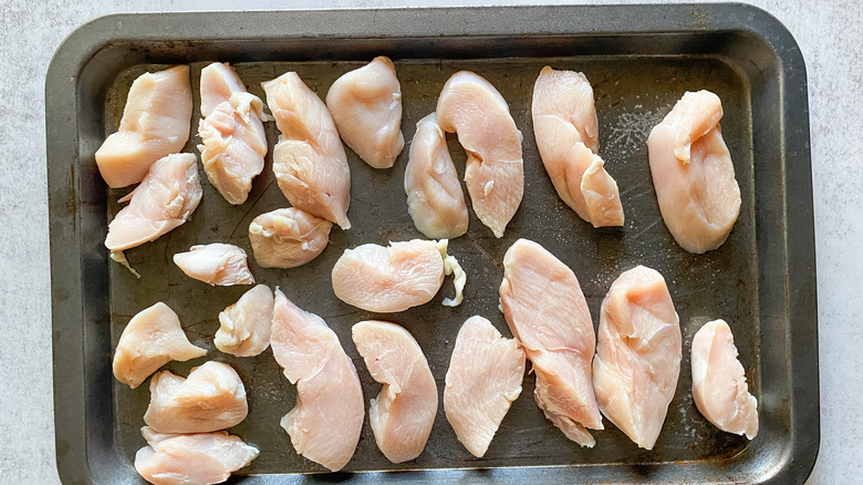 chicken on baking sheet 