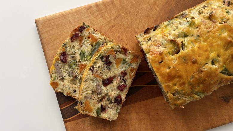 sliced quick bread with cranberries