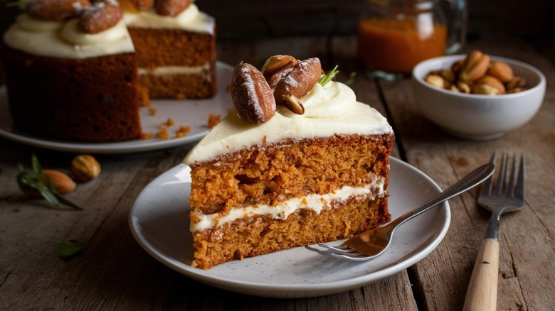 slice of spiced carrot cake