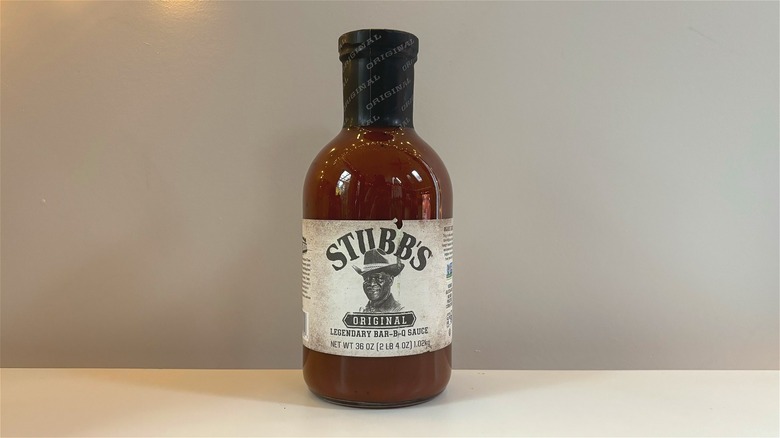 Bottle of Stubb's Original BBQ Sauce on white table