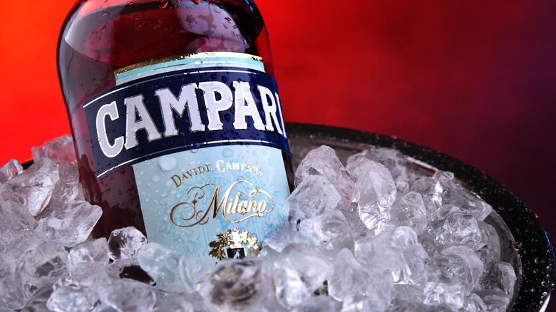 Campari bottle on ice