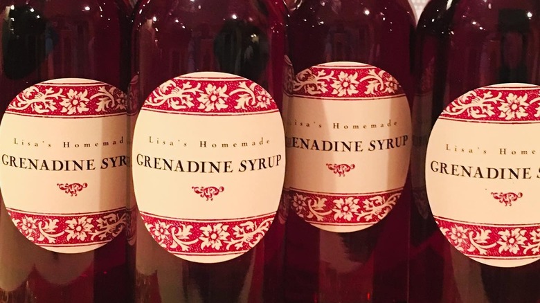 Bottles of grenadine syrup
