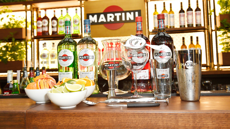 Martini & Rossi bottles on bar