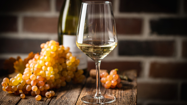 white wine with grapes