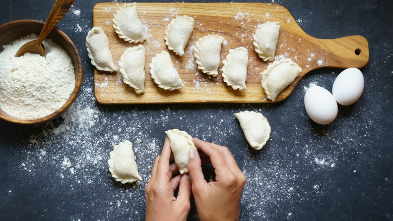 Pierogi being made