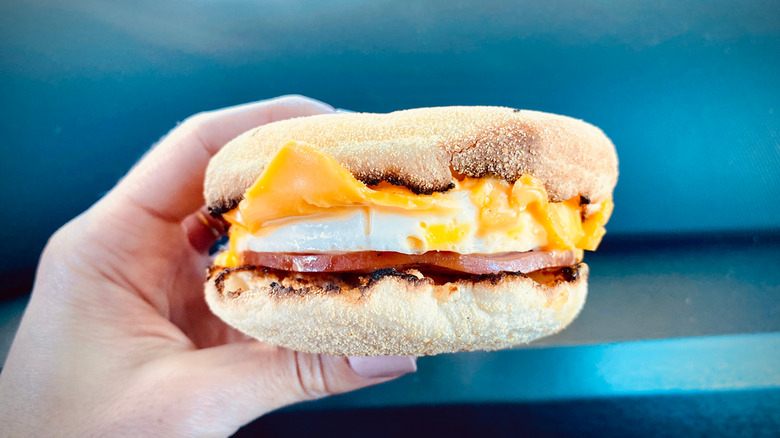 A breakfast sandwich