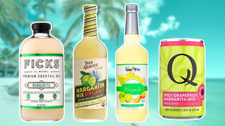 Composite image featuring several well-reviewed margarita mixes