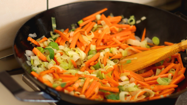 Cooking veggies in cast iron pan