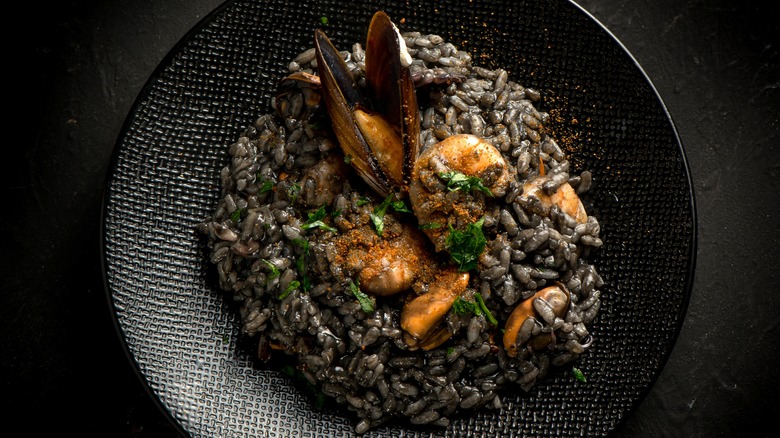 black risotto in bowl