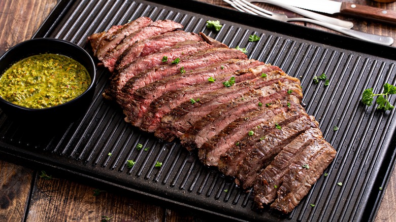 grilled flank steak with chimichurri sauce