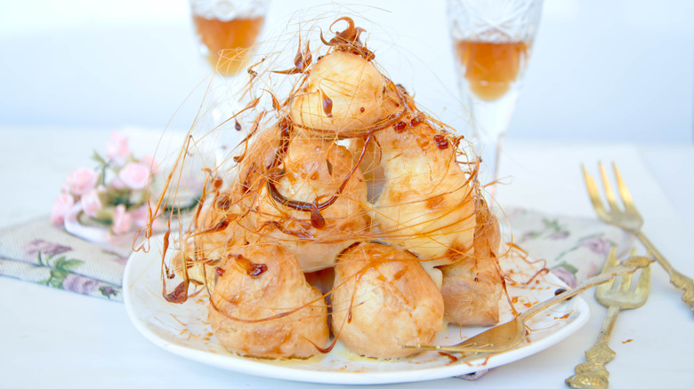 Croquembouche on a plate