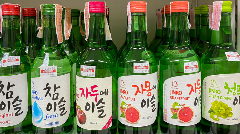 Flavored soju bottles