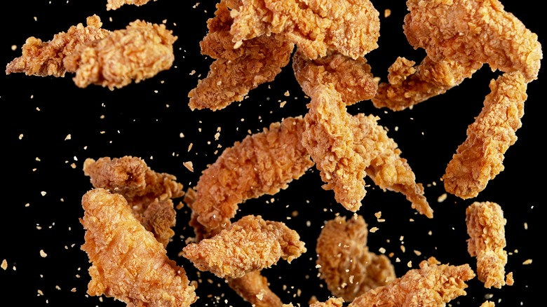 Floating fried chicken tenders