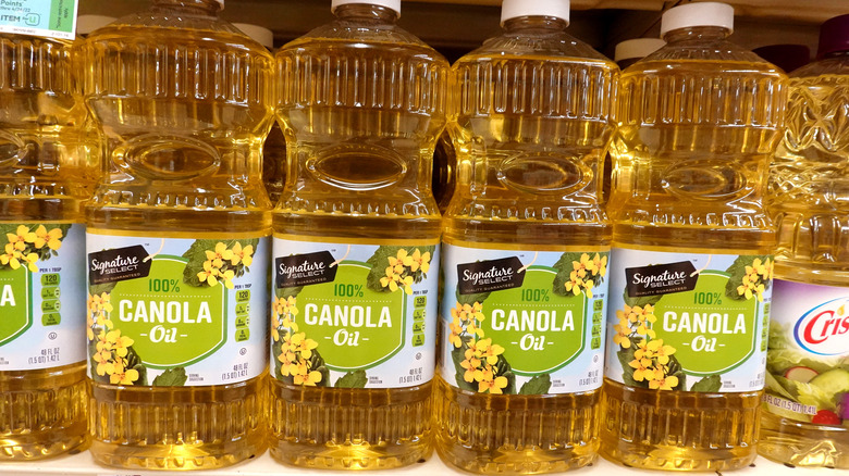 Canola oil on store shelves