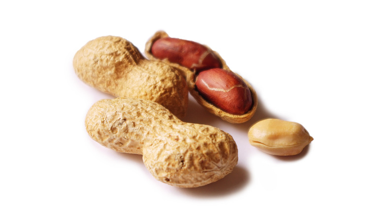 Peanuts on white background