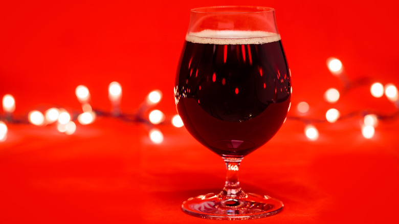 Doppelbock beer with holiday lights