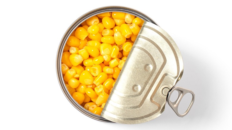 Can of sweetcorn opened