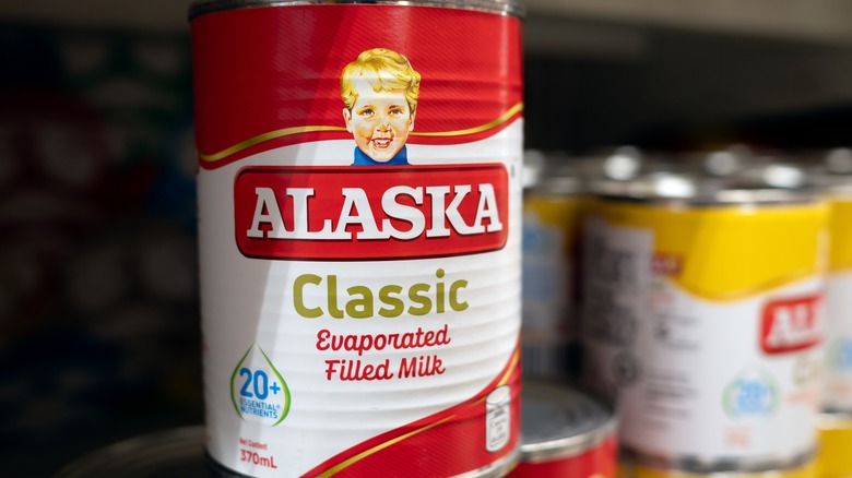 Canned evaporated milk close-up