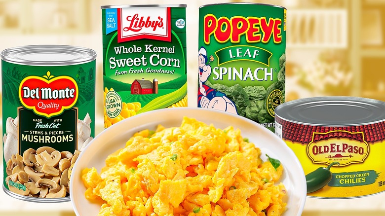 Scrambled eggs with canned ingredients