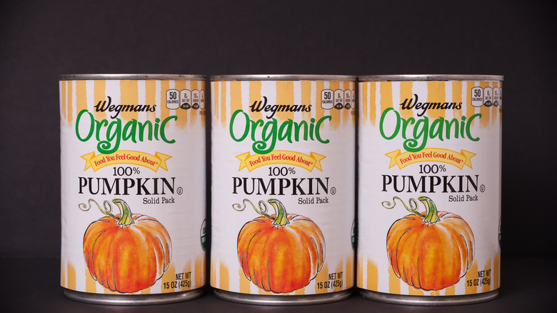 Three cans of organic pumpkin