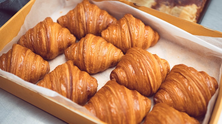 Freshly baked French croissants