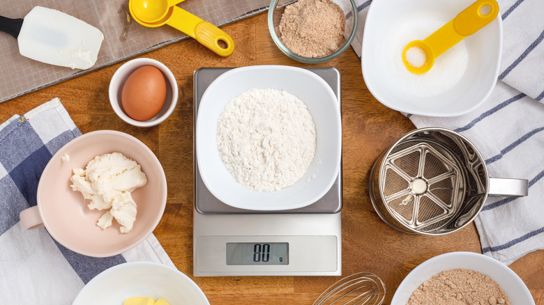 Flour on baking scale 