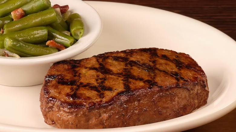 Andy's steak from Texas Roadhouse with side of green beans