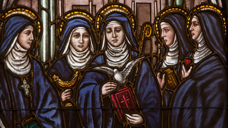 glass window featuring St. Hildegard