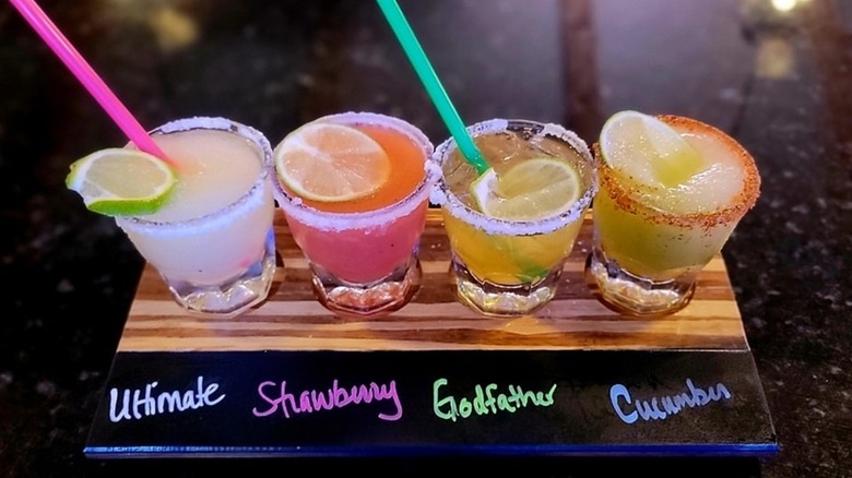 Colorful Cactus Flower margarita flight