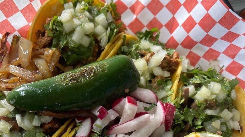 Grilled jalapeno over tacos