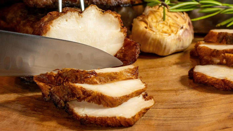 Crossroads Kitchen's lion's mane mushroom being carved