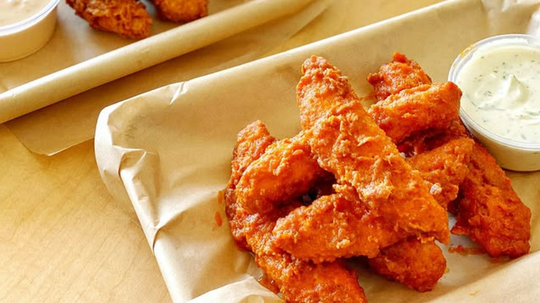 Garden Grill's "chick'n strips" served with ranch