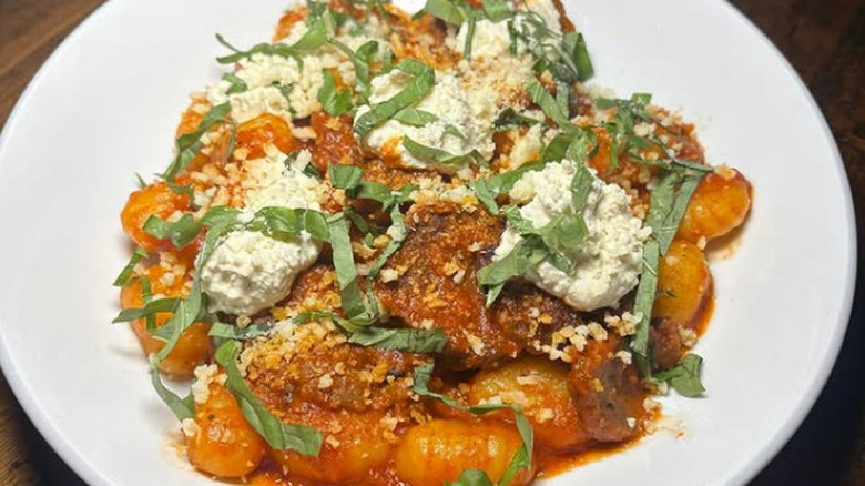 Tarantino's Vegan's gnocchi served in white dish