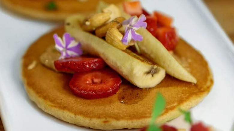 Truth & Tonic's seasonal whole grain pancakes served with fruits