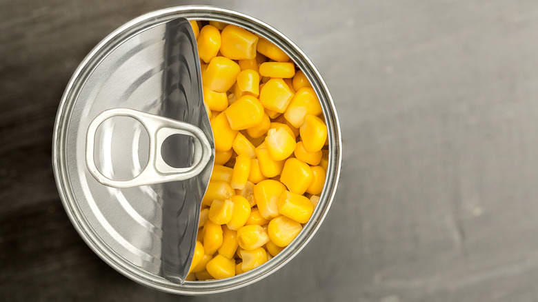 tin of opened corn