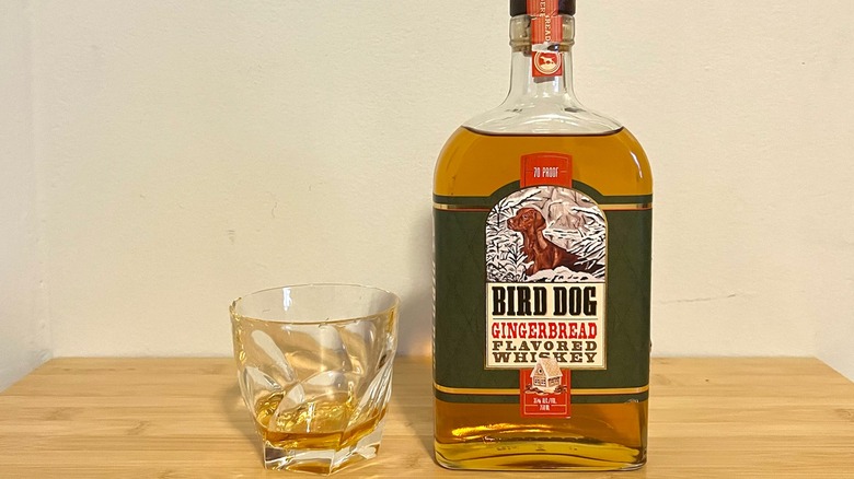 Bird Dog Gingerbread Whiskey bottle and glass