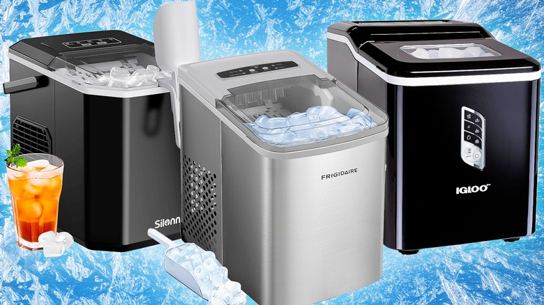 Composite image with Silonn, Frigidaire, and Igloo ice makers