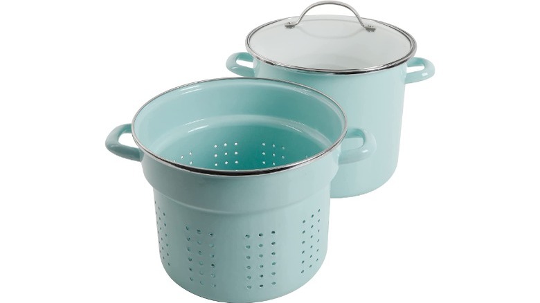 Blue stockpot with lid