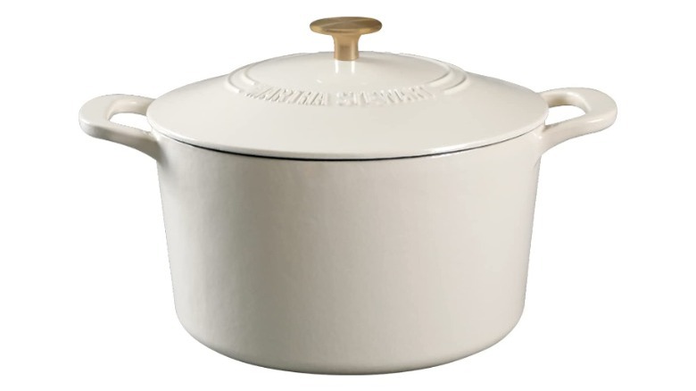 White enamel cast iron pot