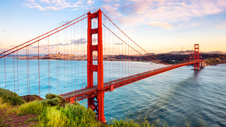 The Golden Gate Bridge on a sunny day