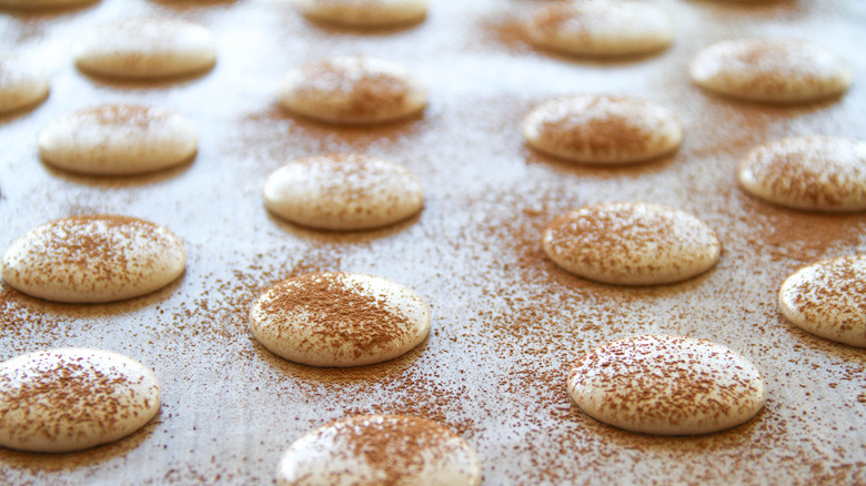 Macarons resting before baking