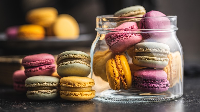 Macarons in glass jar